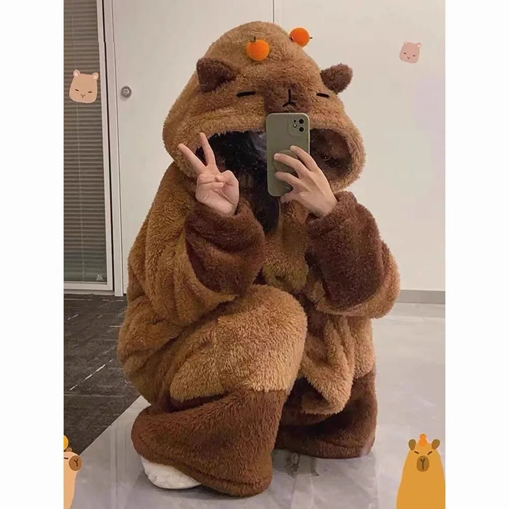 Pijama Acolchado Capibara + Pantufas