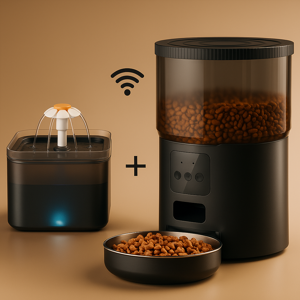 Comedero Automático + Fuente de Agua Inteligente para Mascotas