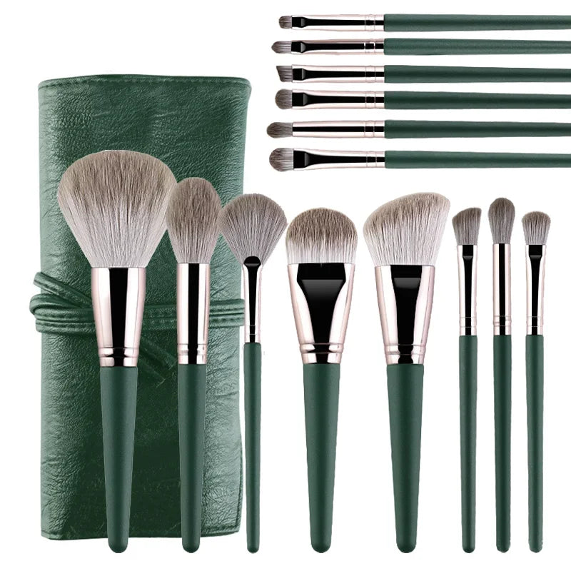 Set de Brochas de Maquillaje Premium con Estuche Enrollable
